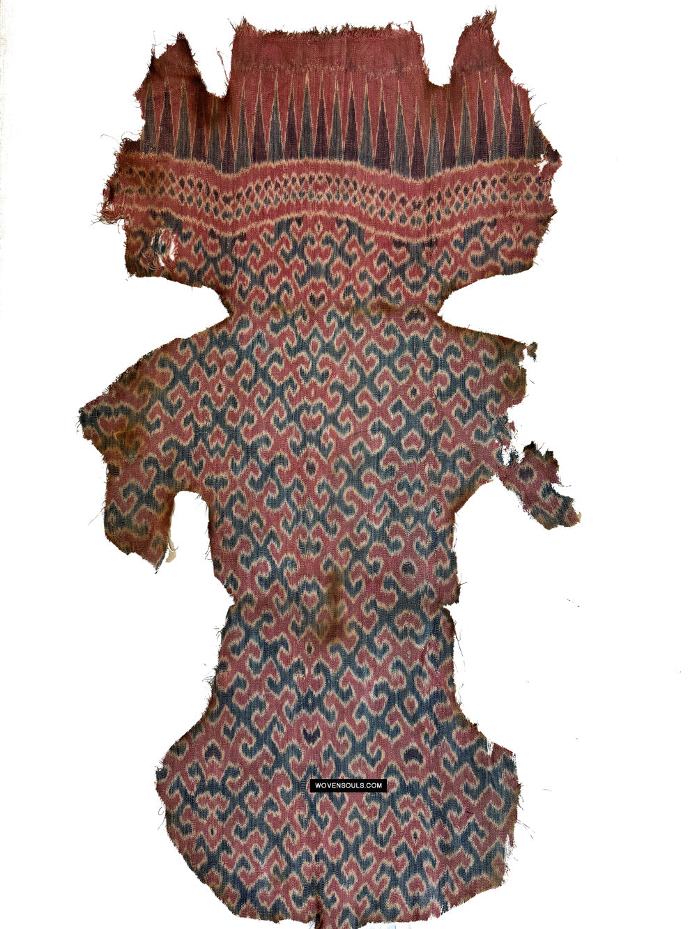 1953 Antique Toraja Ikat Sekomandi Ethnographic Textile Fragment - Human Cutout
