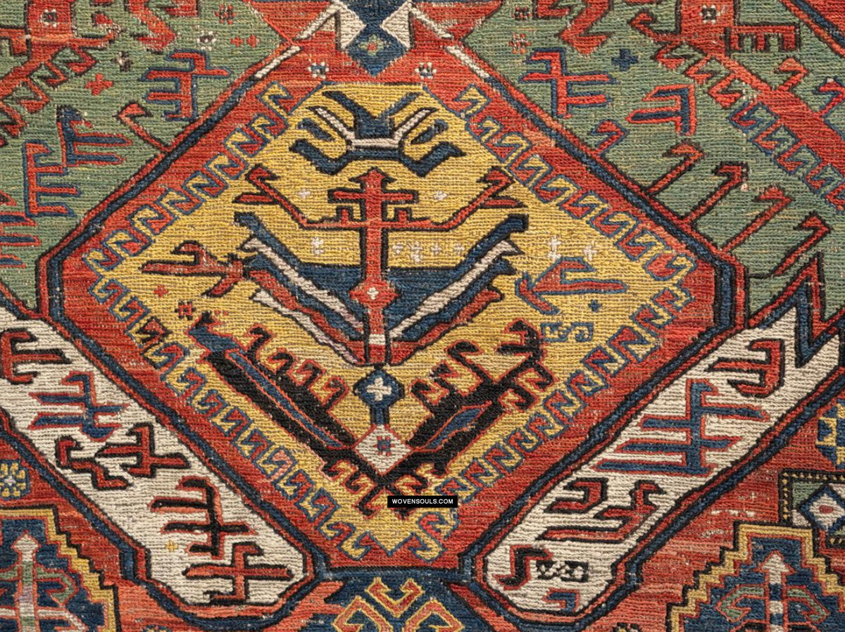1960 Masterpiece Dragon Sumac Soumac Rug Carpet with Humans, Animals ...