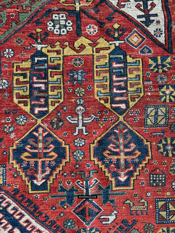 1960 Masterpiece Dragon Sumac Soumac Rug Carpet with Humans, Animals ...