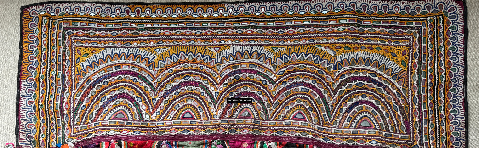1961 Toran for Door - Vintage Rabari Embroidery Wall Decor Textile Art from Gujarat
