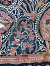 1963 Large Antique Indian Trade Textile Toraja Fragment - Indigo flowers