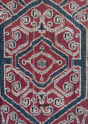 1970 Antique Iban cerimoniale ikat - punti blu