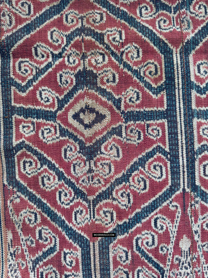 1970 Antique Iban cerimoniale ikat - punti blu