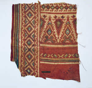 1976 Antique Indian Trade Textil Toraja Fragment Patola Impresión