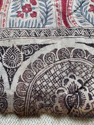 Pareja de 1982 - tela de comercio indio antiguo Kalamkari Textile Toraja Fragment