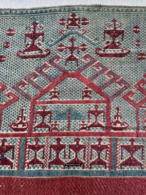 1983 Seltenes Museum Qualität Antiques Palepai Sumatran Textil mit Doppelschiffdesign