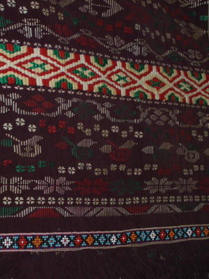 202 Semi-Antique Batak Ulos Shoulder Cloth Textile with Human Figures-WOVENSOULS-Antique-Vintage-Textiles-Art-Decor