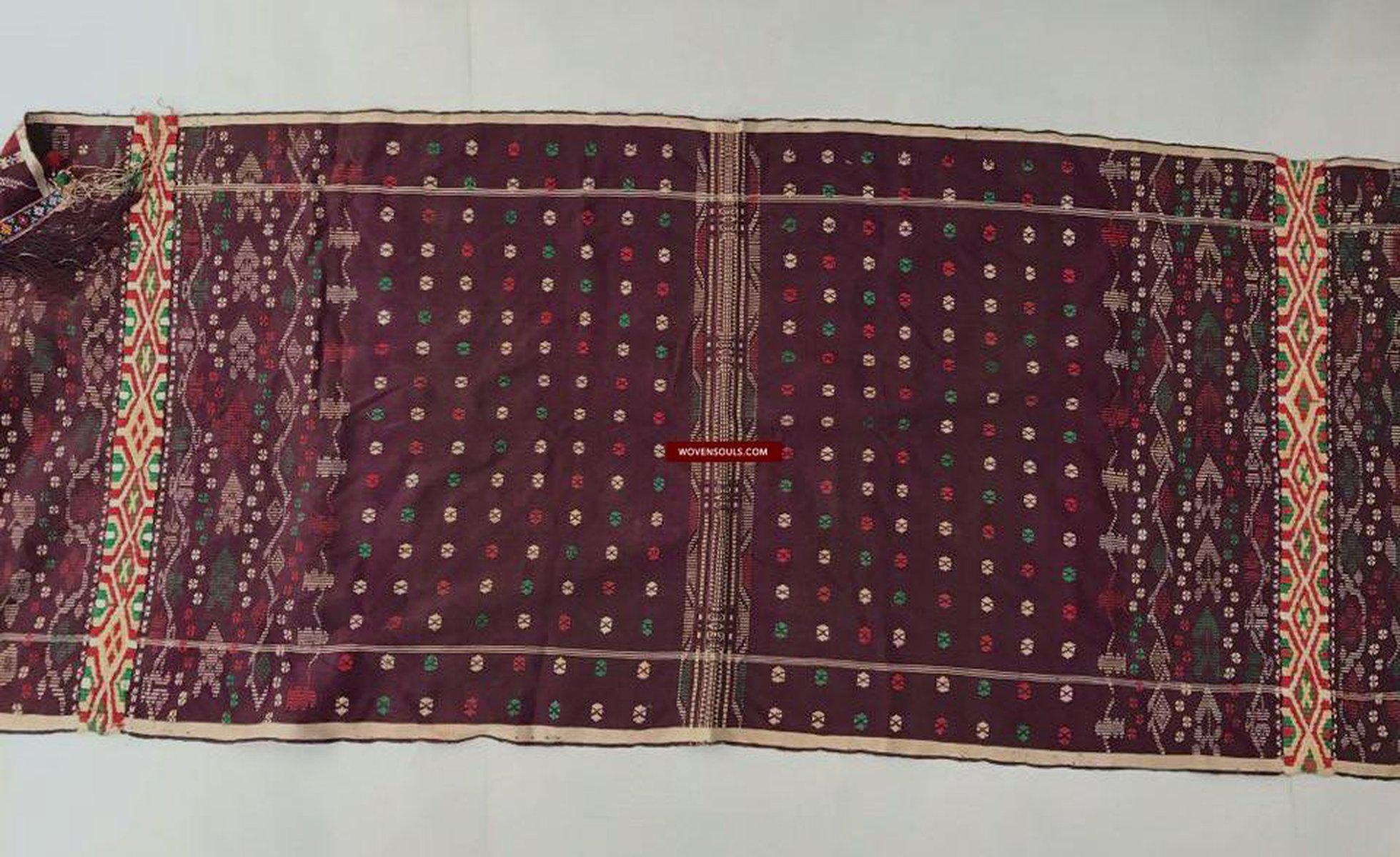 202 Semi-Antique Batak Ulos Shoulder Cloth Textile with Human Figures-WOVENSOULS-Antique-Vintage-Textiles-Art-Decor