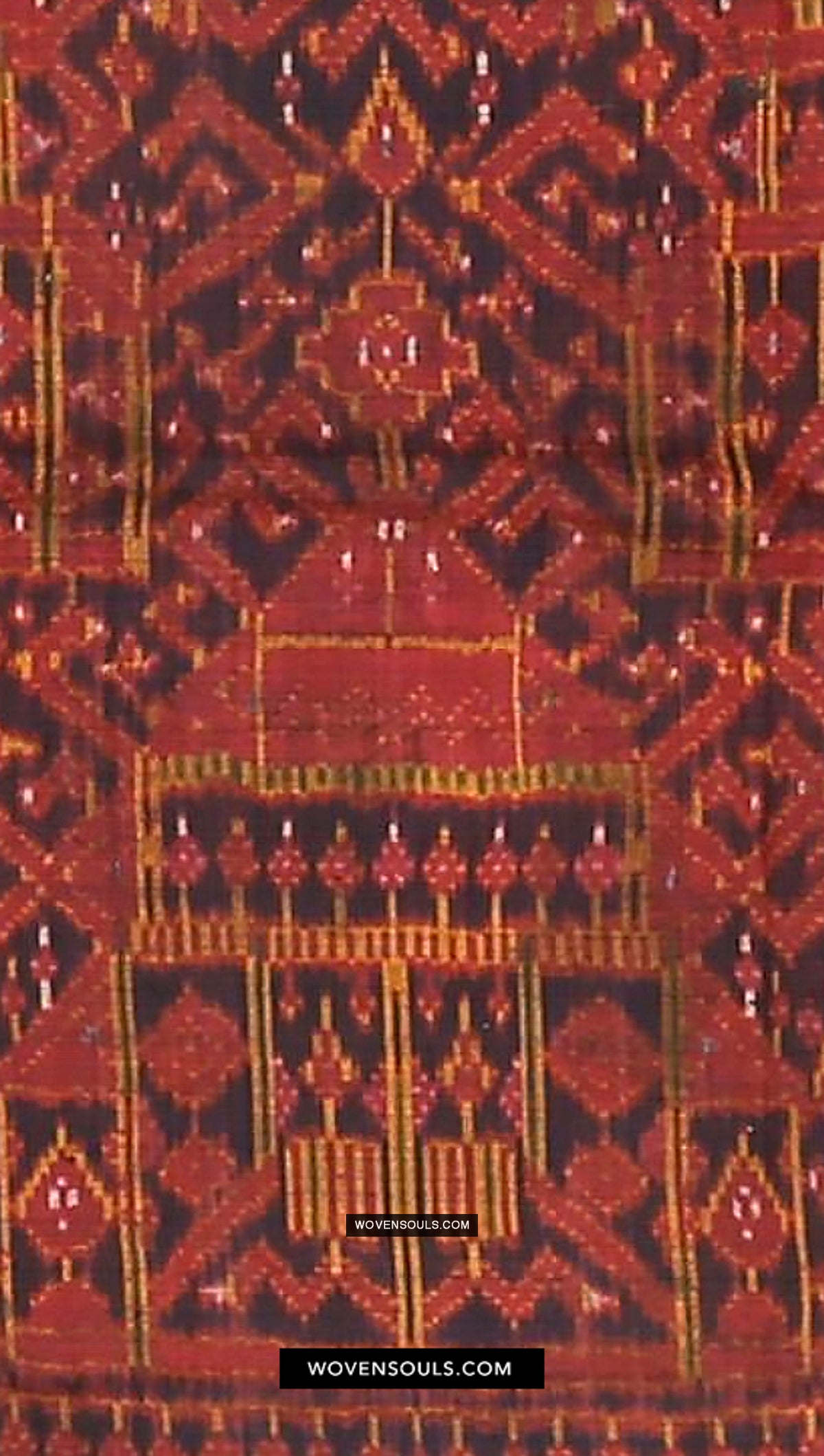 2042 Old Cambodian Silk Ikat Pidan Temple Hanging Three Worlds-TEXTILE - Museum-quality Decor & Ethnographic Art Gallery