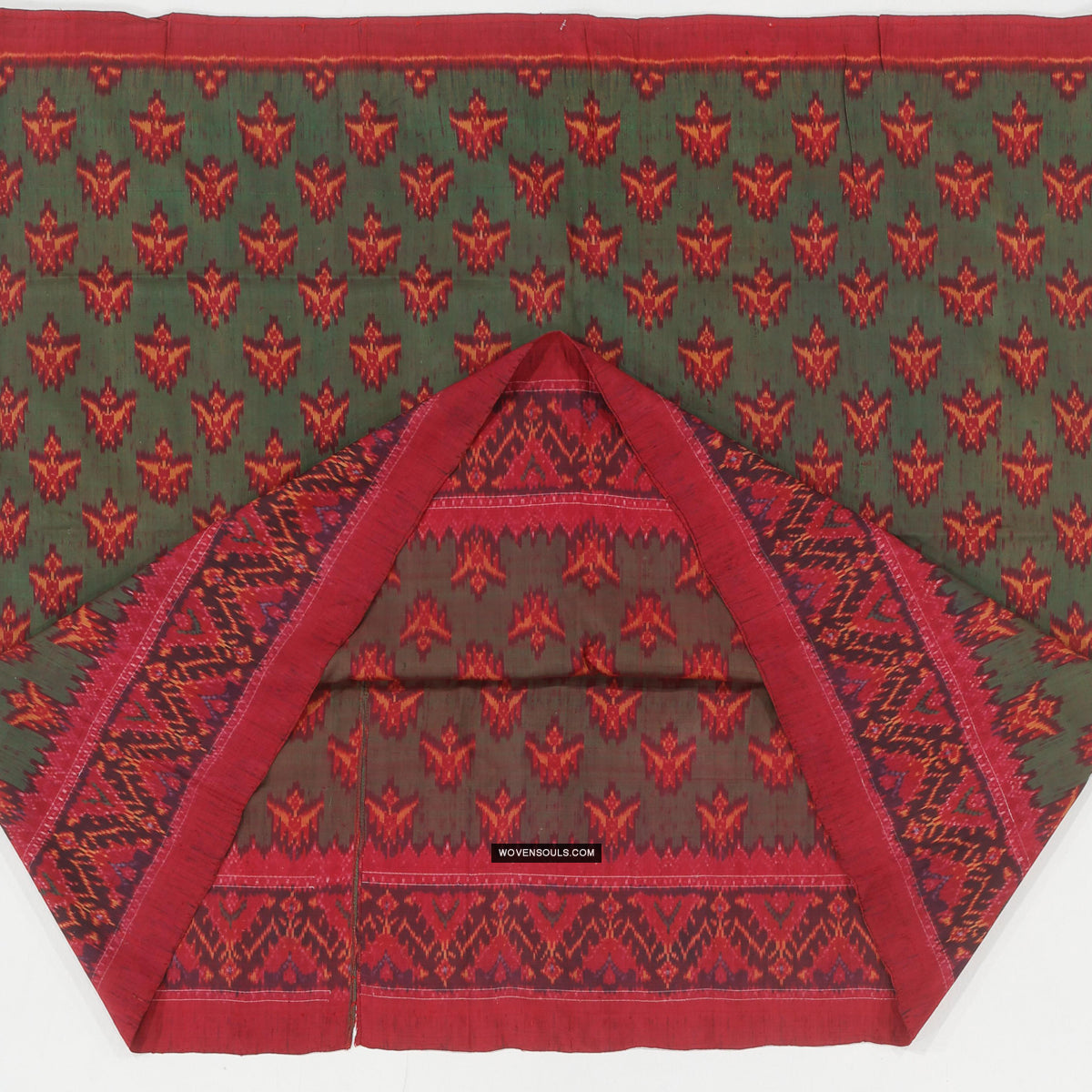 2043 Antique Cambodian Khmer Ikat Silk Sampot w Human Figures ...