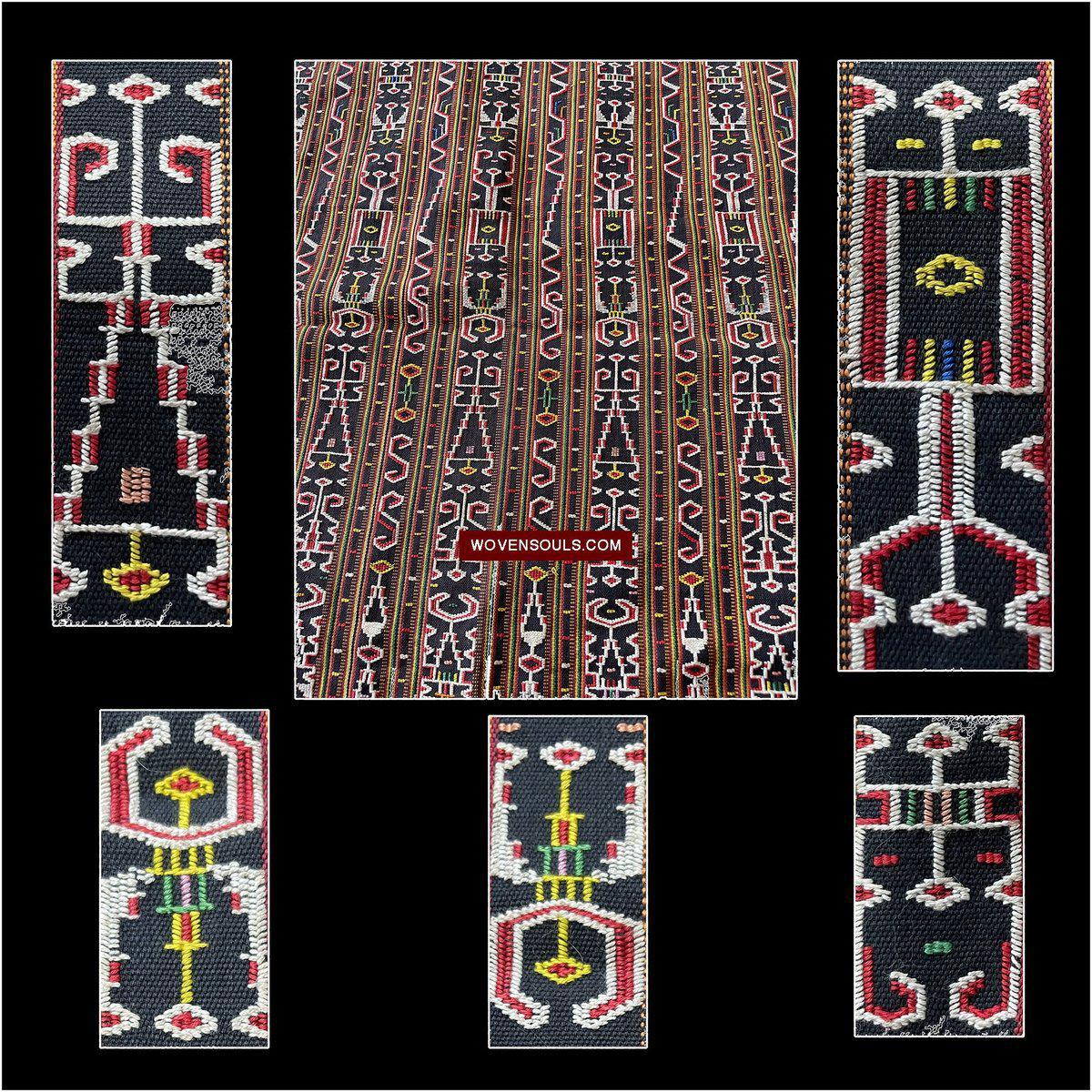 210 Rare Vintage Woven Sungit Skirt from Borneo with Human Consummation motif-WOVENSOULS-Antique-Vintage-Textiles-Art-Decor