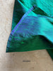 2111 Chemin de table bleu paon en soie brute tissée à la main