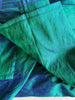 2111 Chemin de table bleu paon en soie brute tissée à la main