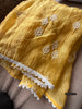 2132 Sheer Chanderi Mulmul Stole / Shawl / Sarong / Wrap - Yellow
