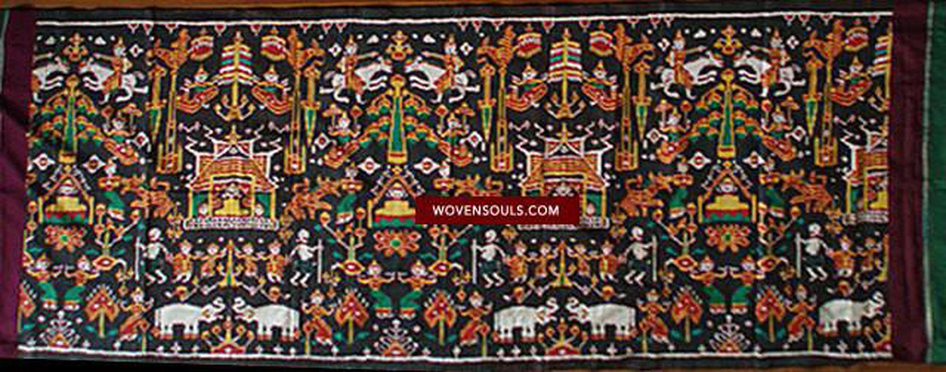 219 SOLD Pidan Pedan Silk Ikat Buddhist Wall Hanging Textile Art 