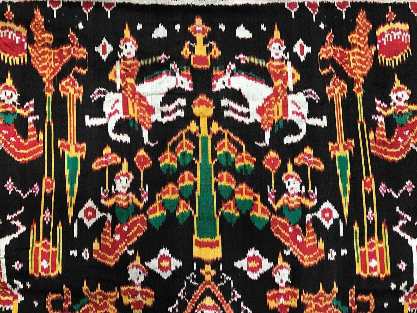 219 Pidan Pedan Silk Ikat Buddhist Wall Hanging Textile Art-WOVENSOULS-Antique-Vintage-Textiles-Art-Decor