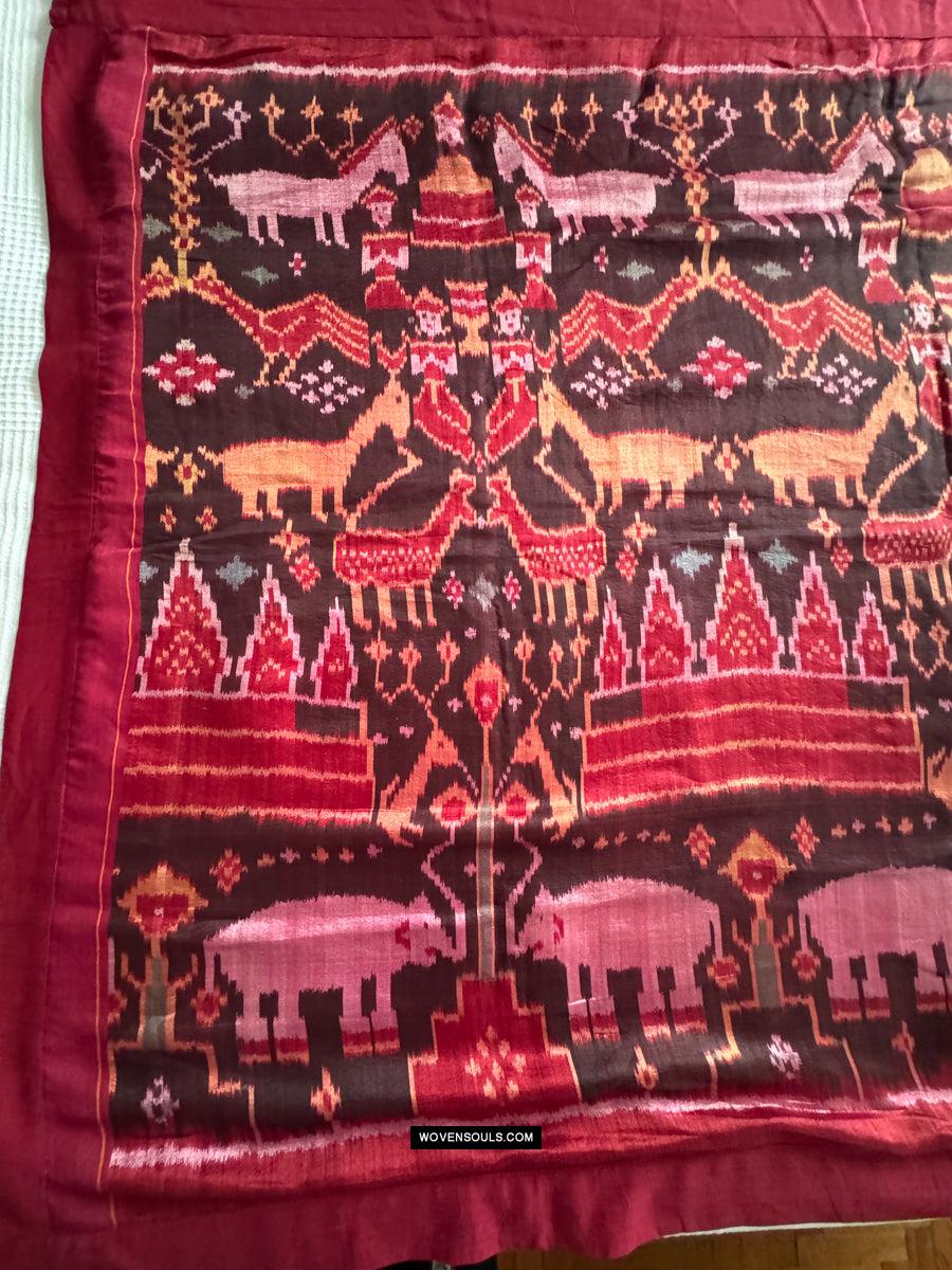 222 Silk Pidan Pedan Ikat Buddhist Figurative Textile Art from Cambodia