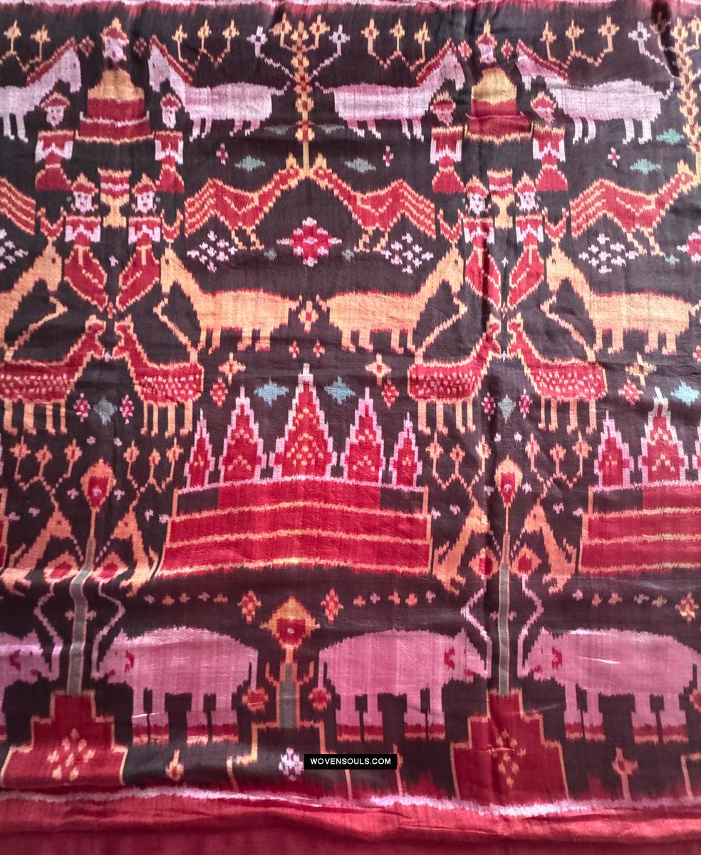 222 Silk Pidan Pedan Ikat Buddhist Figurative Textile Art from Cambodia