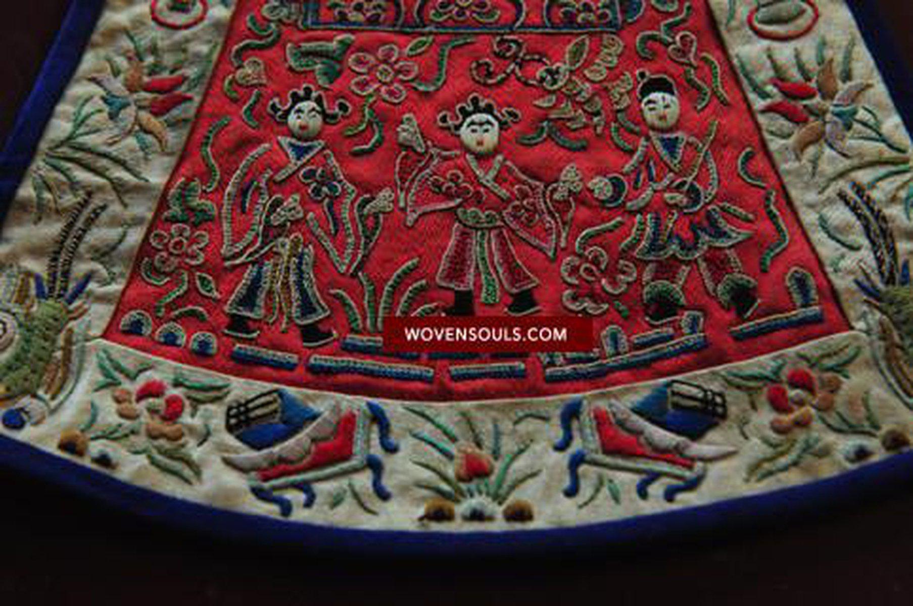 225 Antique Cap Panel from China-WOVENSOULS-Antique-Vintage-Textiles-Art-Decor