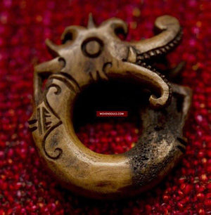 234 Dayak Bone Earrings from Borneo-WOVENSOULS-Antique-Vintage-Textiles-Art-Decor