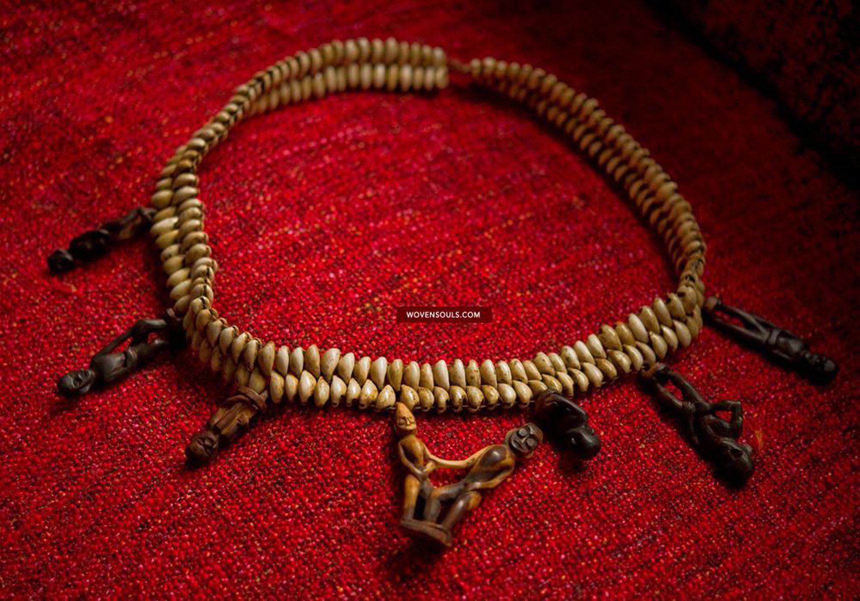 239 Shaman Cowrrie Frtility Necklace Amulet - Borneo-WOVENSOULS-Antique-Vintage-Textiles-Art-Decor