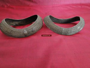 246 Pair of Old Heavy Collectible Adivasi Tribal Anklets Odisha-WOVENSOULS-Antique-Vintage-Textiles-Art-Decor