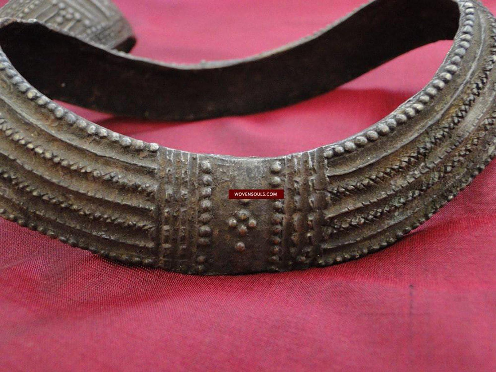 246 Pair of Old Heavy Collectible Adivasi Tribal Anklets Odisha-WOVENSOULS-Antique-Vintage-Textiles-Art-Decor