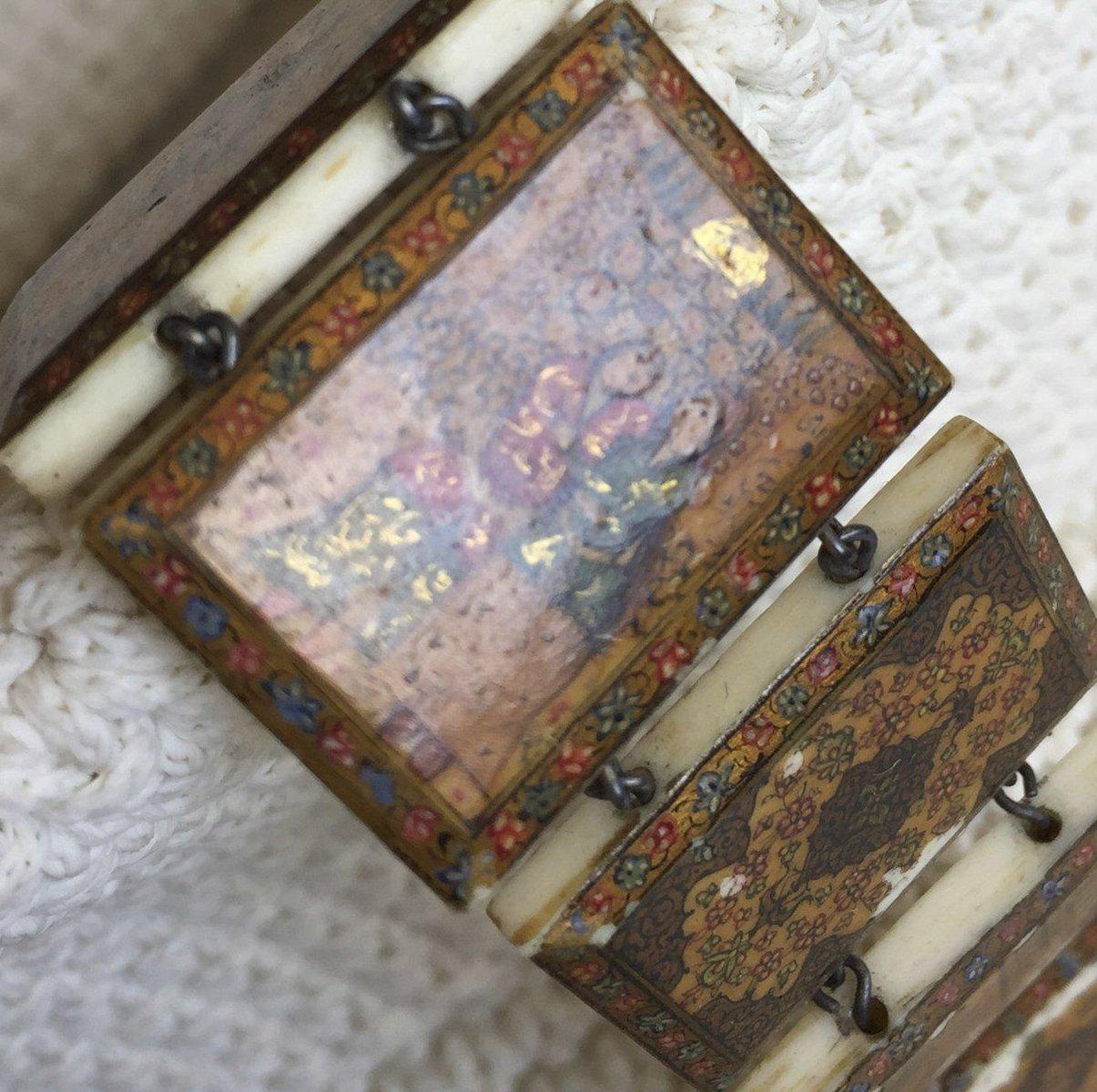 252 Antique Persian Qajar Illuminated Miniature Paintings - Bracelet-WOVENSOULS-Antique-Vintage-Textiles-Art-Decor