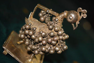 282 Outstanding Design -ANtique SIlver Peacock Ornament-WOVENSOULS-Antique-Vintage-Textiles-Art-Decor