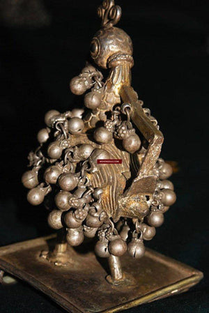 282 Outstanding Design -ANtique SIlver Peacock Ornament-WOVENSOULS-Antique-Vintage-Textiles-Art-Decor