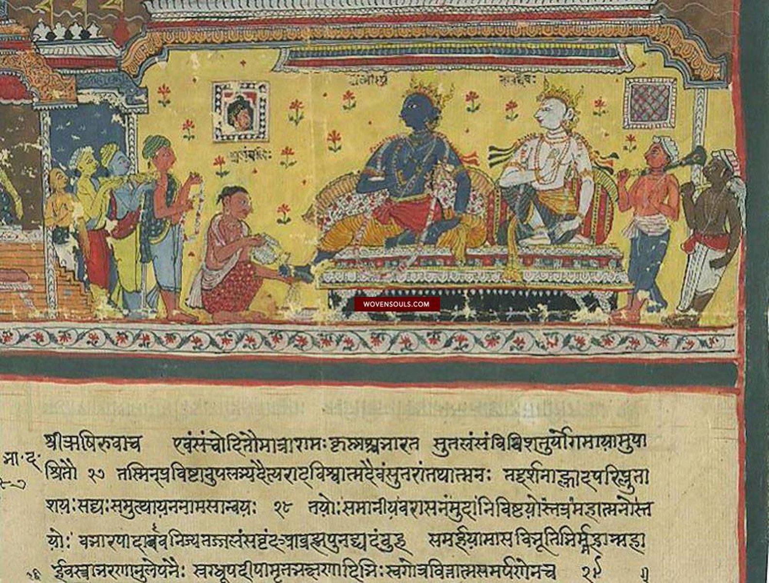 287 Pattachitra Hindu Painting Manuscript Folio with Sanskrit-WOVENSOULS-Antique-Vintage-Textiles-Art-Decor