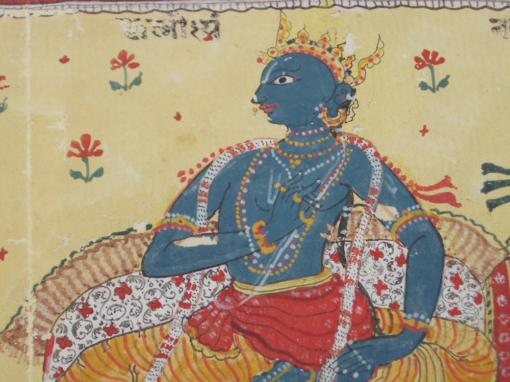 287 Pattachitra Hindu Painting Manuscript Folio with Sanskrit-WOVENSOULS-Antique-Vintage-Textiles-Art-Decor