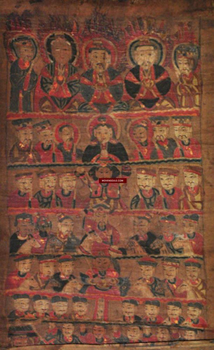 289 Antique Yao Daoist Ritual Scroll Painting from Vietnam-WOVENSOULS-Antique-Vintage-Textiles-Art-Decor