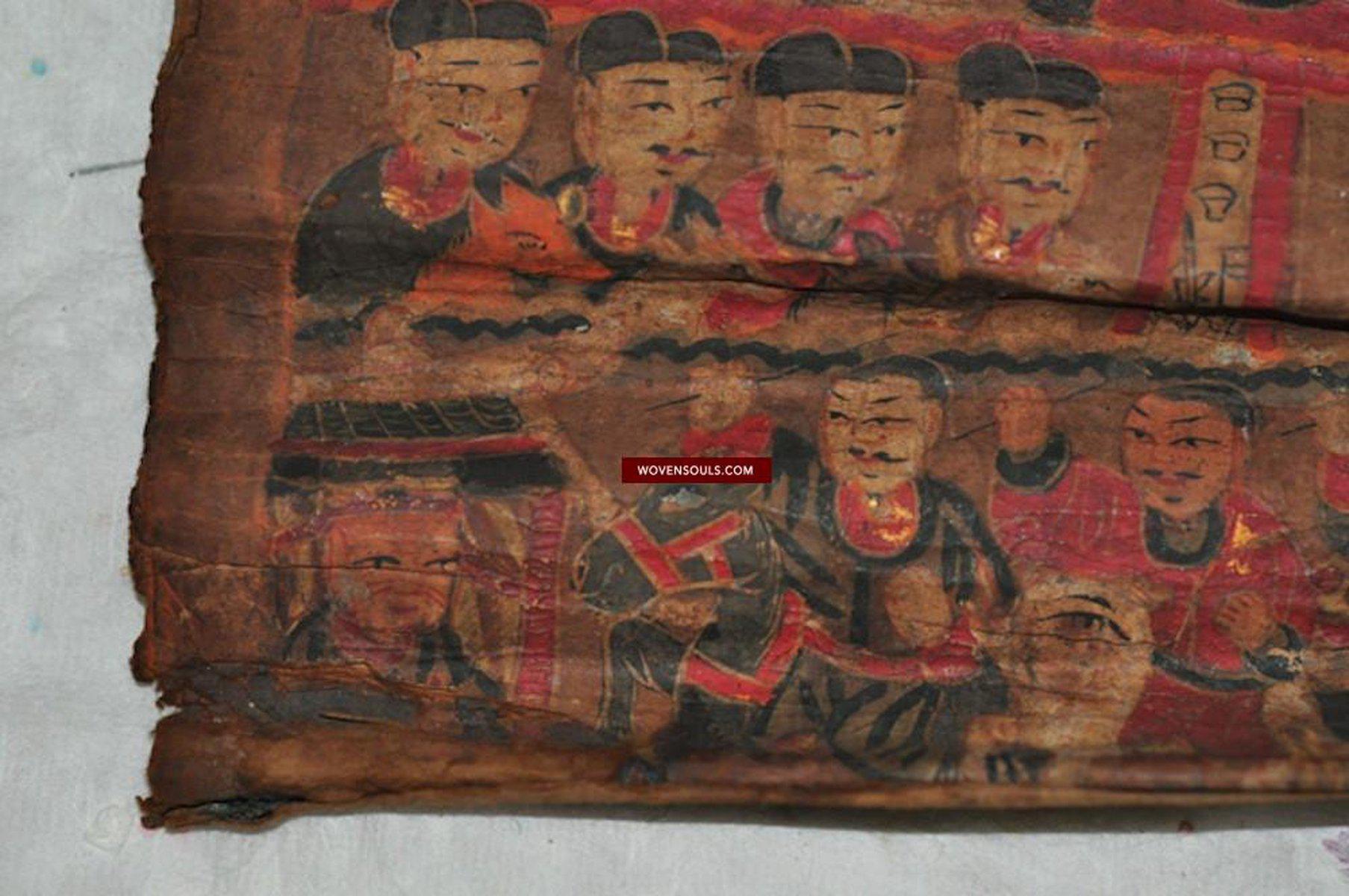 289 Antique Yao Daoist Ritual Scroll Painting from Vietnam-WOVENSOULS-Antique-Vintage-Textiles-Art-Decor