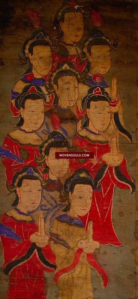 291 SOLD Pair of Antique Yao ceremonial Painting Scrolls-WOVENSOULS-Antique-Vintage-Textiles-Art-Decor