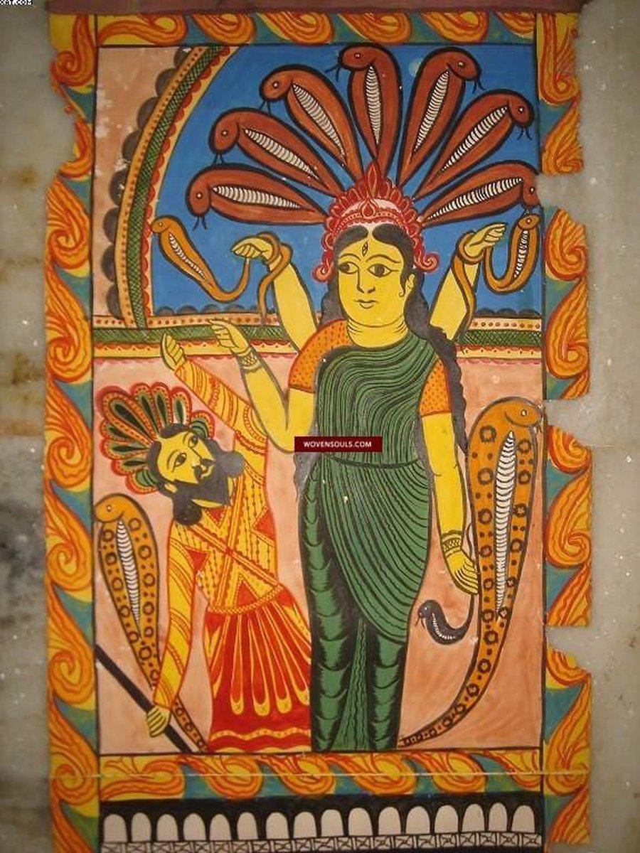 296 Vintage Bengal Pattua Painting Scroll-WOVENSOULS-Antique-Vintage-Textiles-Art-Decor