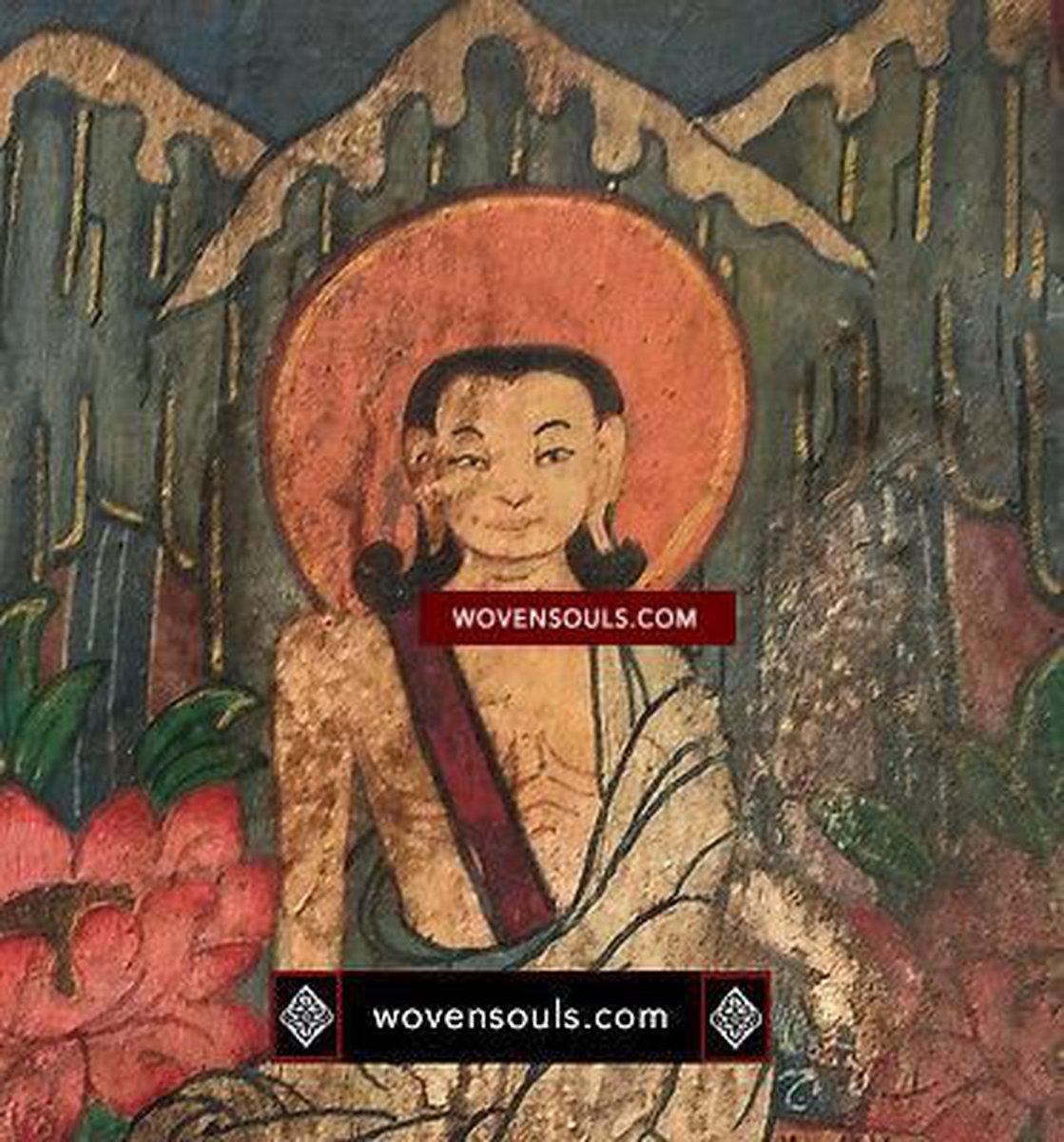 304 SOLD Antique Buddhist Painting used on Pilgrimage-WOVENSOULS-Antique-Vintage-Textiles-Art-Decor