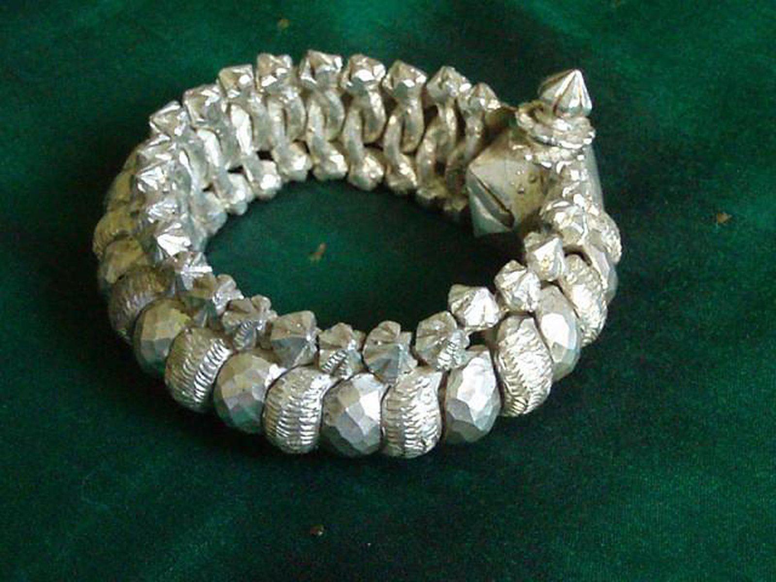 316 Old Heavy Silver Bracelet Sutarla-WOVENSOULS-Antique-Vintage-Textiles-Art-Decor