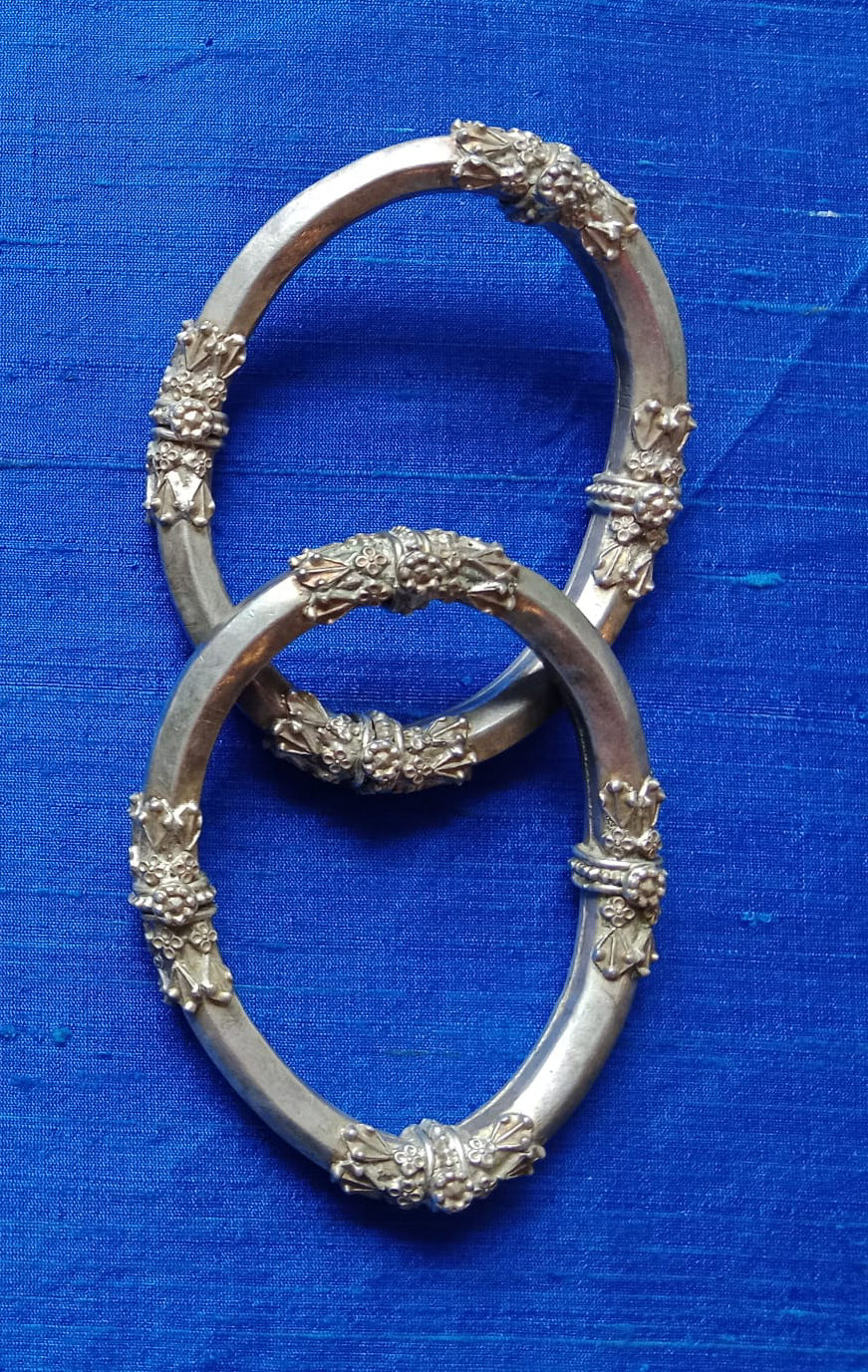 317 Alte silberne starre Fußkettchen Payal Indian Jewelry