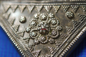 327 Silver Trifold Amulet-WOVENSOULS-Antique-Vintage-Textiles-Art-Decor