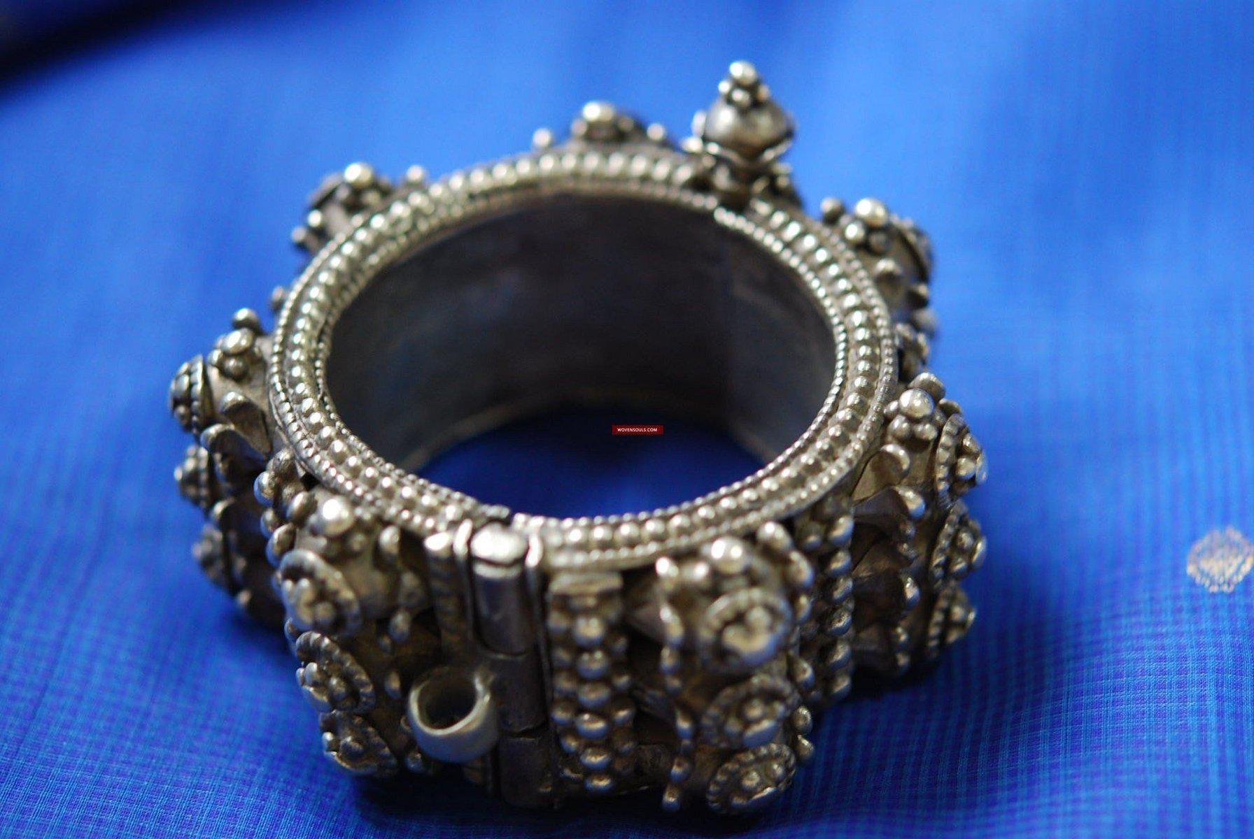 328 Old Indian Silver Wrist Cuff Jewelry Ornament-WOVENSOULS-Antique-Vintage-Textiles-Art-Decor