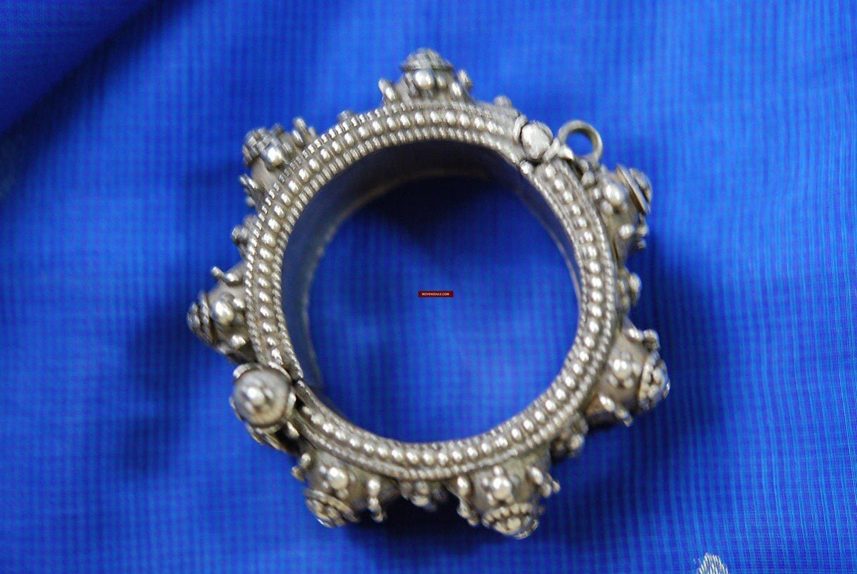 328 Old Indian Silver Wrist Cuff Jewelry Ornament Antique Art
