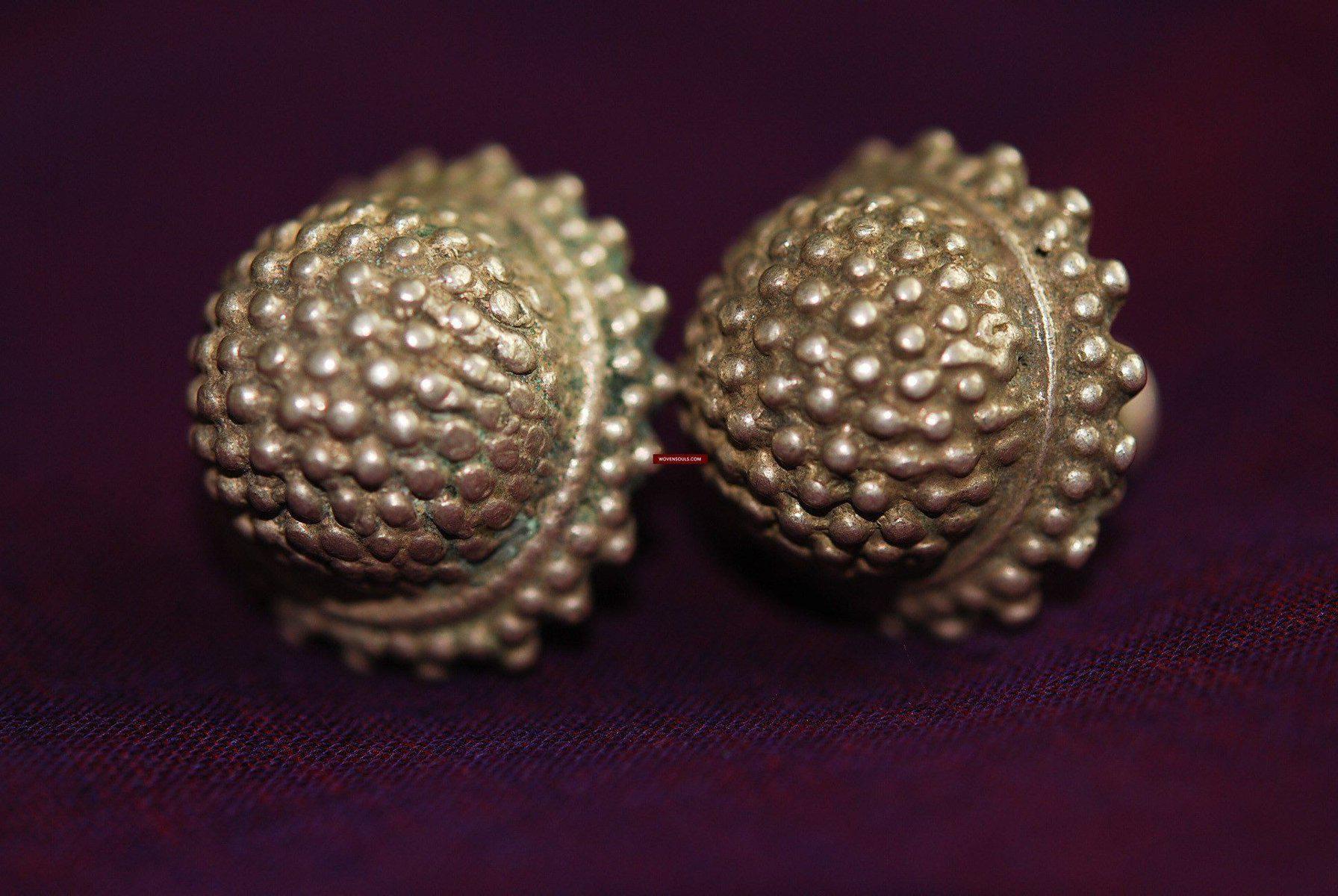 337 Old Silver Pipe Earrings Indian Jewelry-WOVENSOULS-Antique-Vintage-Textiles-Art-Decor