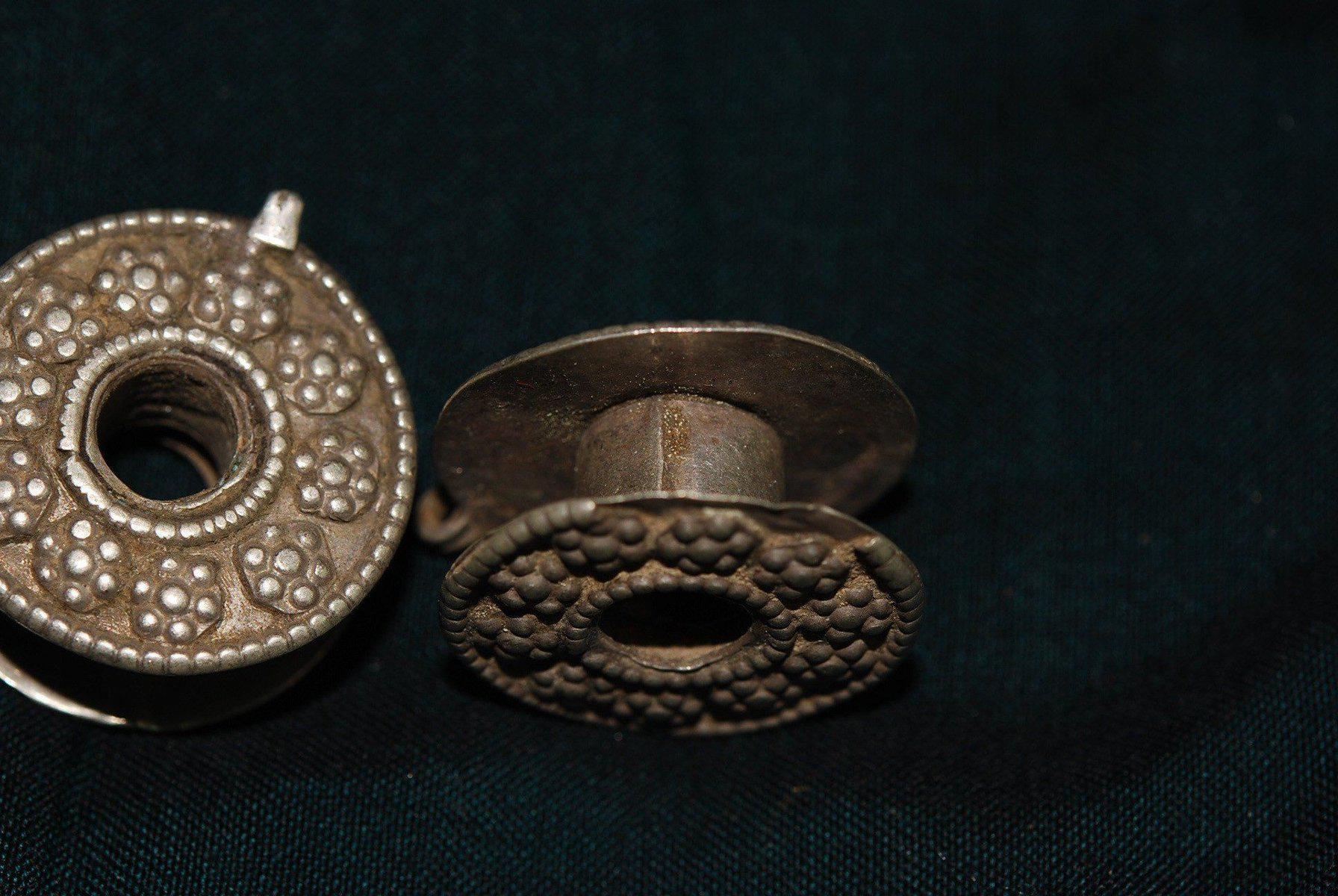 343 Old Silver Earring Discs Indian Jewelry-WOVENSOULS-Antique-Vintage-Textiles-Art-Decor