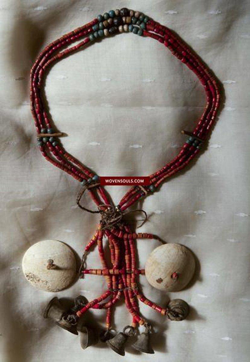 367 Old Heirloom Naga Necklace with Conch Shells - 1800s - SOLD-WOVENSOULS-Antique-Vintage-Textiles-Art-Decor