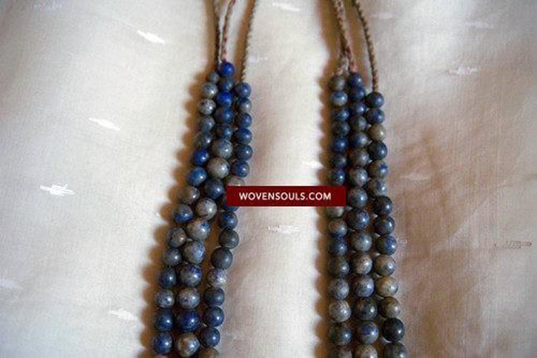 379 Old Tribal Lapis Bead Necklace - Set of 3 Strings-WOVENSOULS-Antique-Vintage-Textiles-Art-Decor