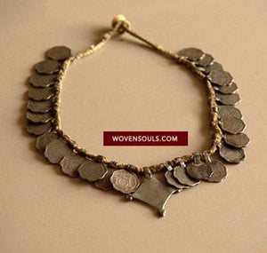 384 Vintage Garo Tribe Necklace with Coins-WOVENSOULS-Antique-Vintage-Textiles-Art-Decor