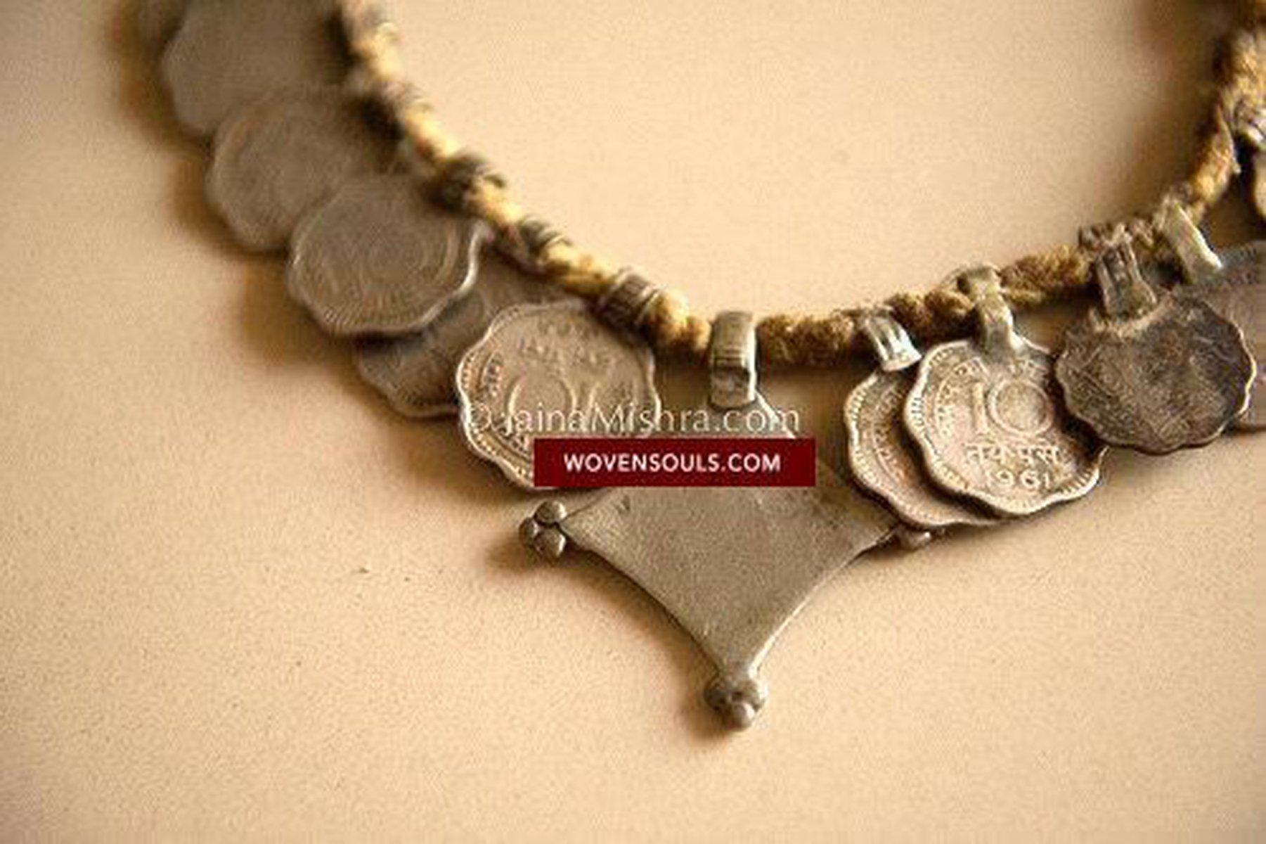 384 Vintage Garo Tribe Necklace with Coins-WOVENSOULS-Antique-Vintage-Textiles-Art-Decor