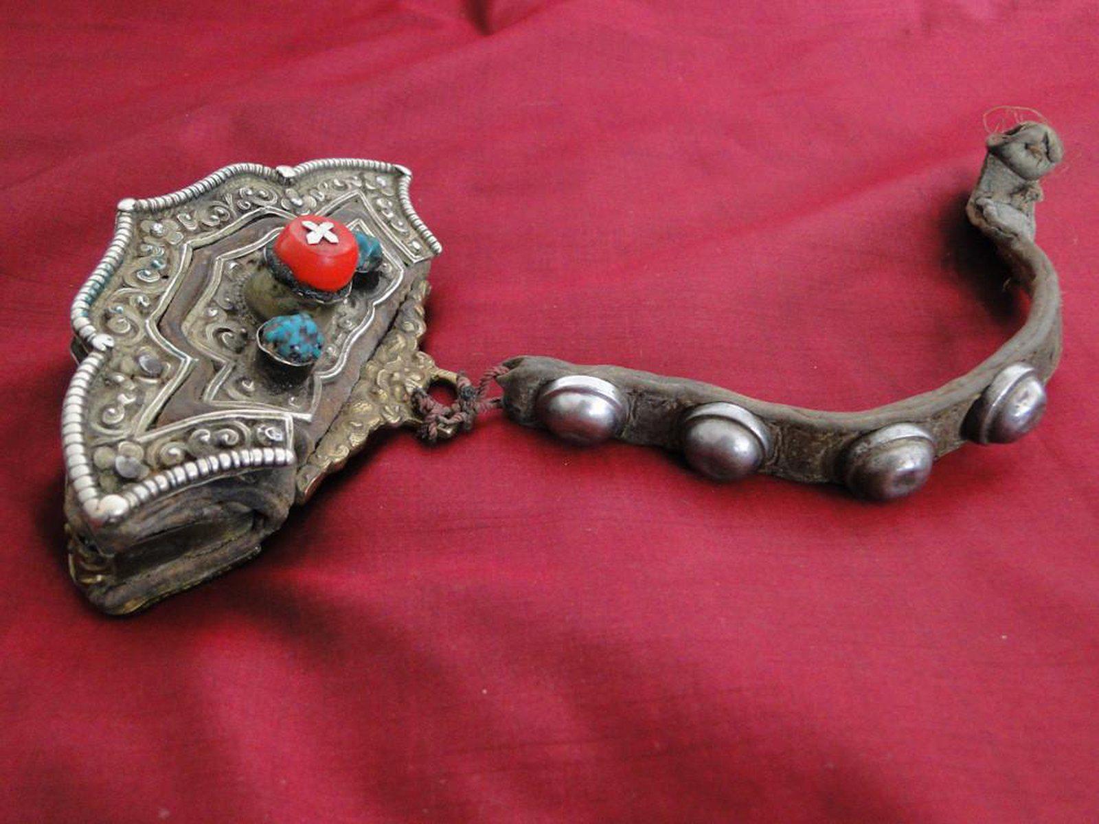 391 Old Tibetan Silver Decorated Purse-WOVENSOULS-Antique-Vintage-Textiles-Art-Decor