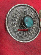 405 Antique Tibetan Hair Ornament Turquoise Studded-WOVENSOULS-Antique-Vintage-Textiles-Art-Decor